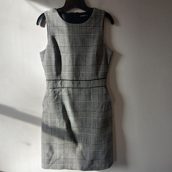J. McLaughlin Dresses & Skirts - J.McLaughlin Women's Size 6 Sheath Dress Plaid Wool Blend Sleeveless Pockets Zip